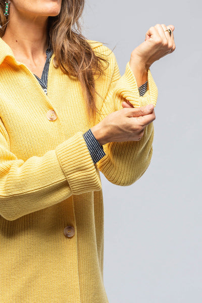 Amina Rubinacci Nina Long Cashmere Ribbed Cardigan In Butter Yellow Ladies - Sweaters