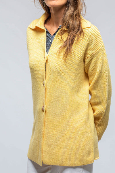 Amina Rubinacci Nina Long Cashmere Ribbed Cardigan In Butter Yellow Ladies - Sweaters