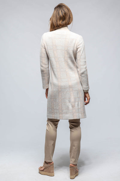 Amina Rubinacci Paseo Long Coat In White/Nougat/Beige/Grey Plaid Ladies - Tailored - Jackets