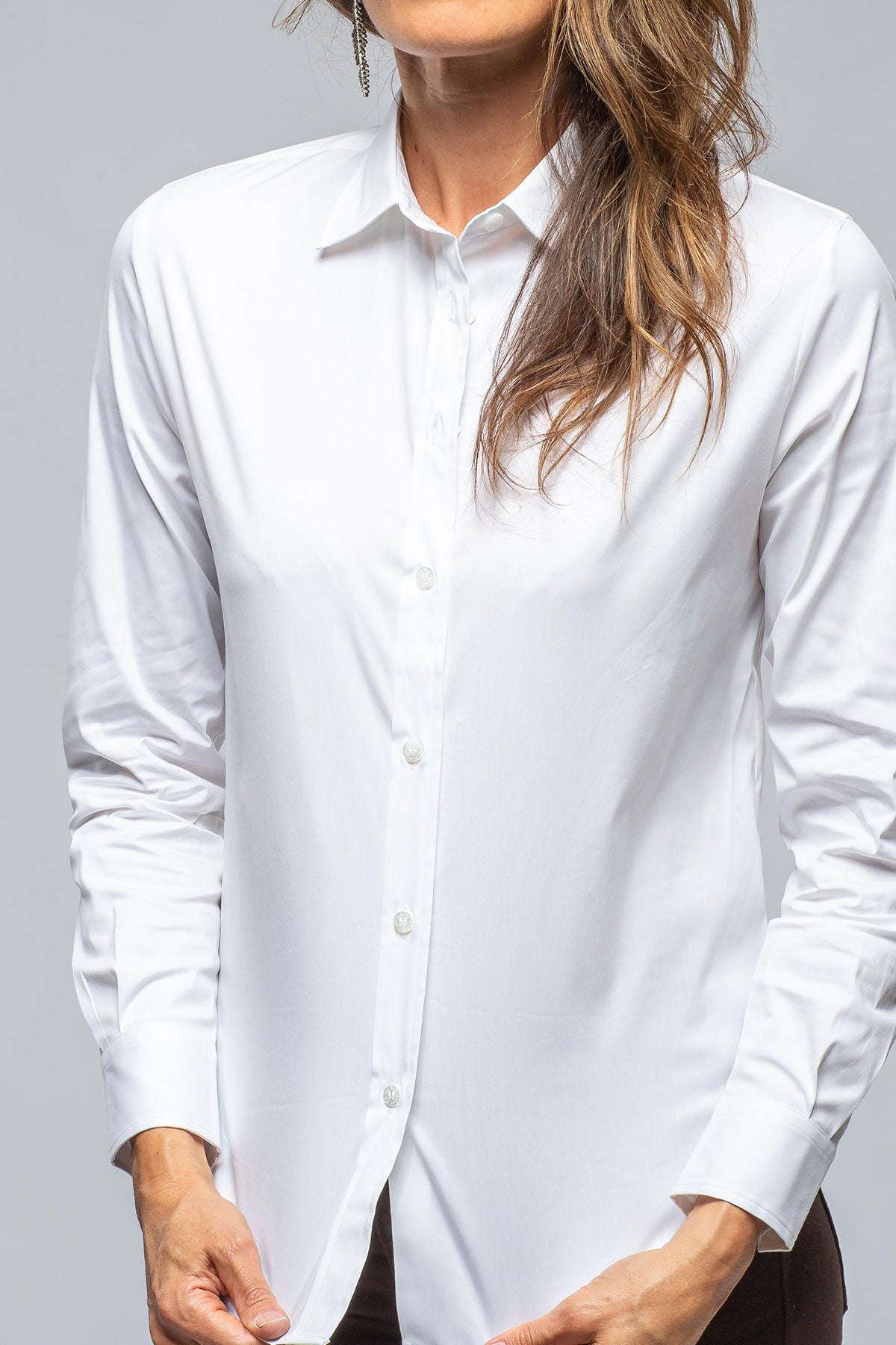 Amina Rubinacci Sara Stretch Cotton White Shirt In White Ladies - Blouses