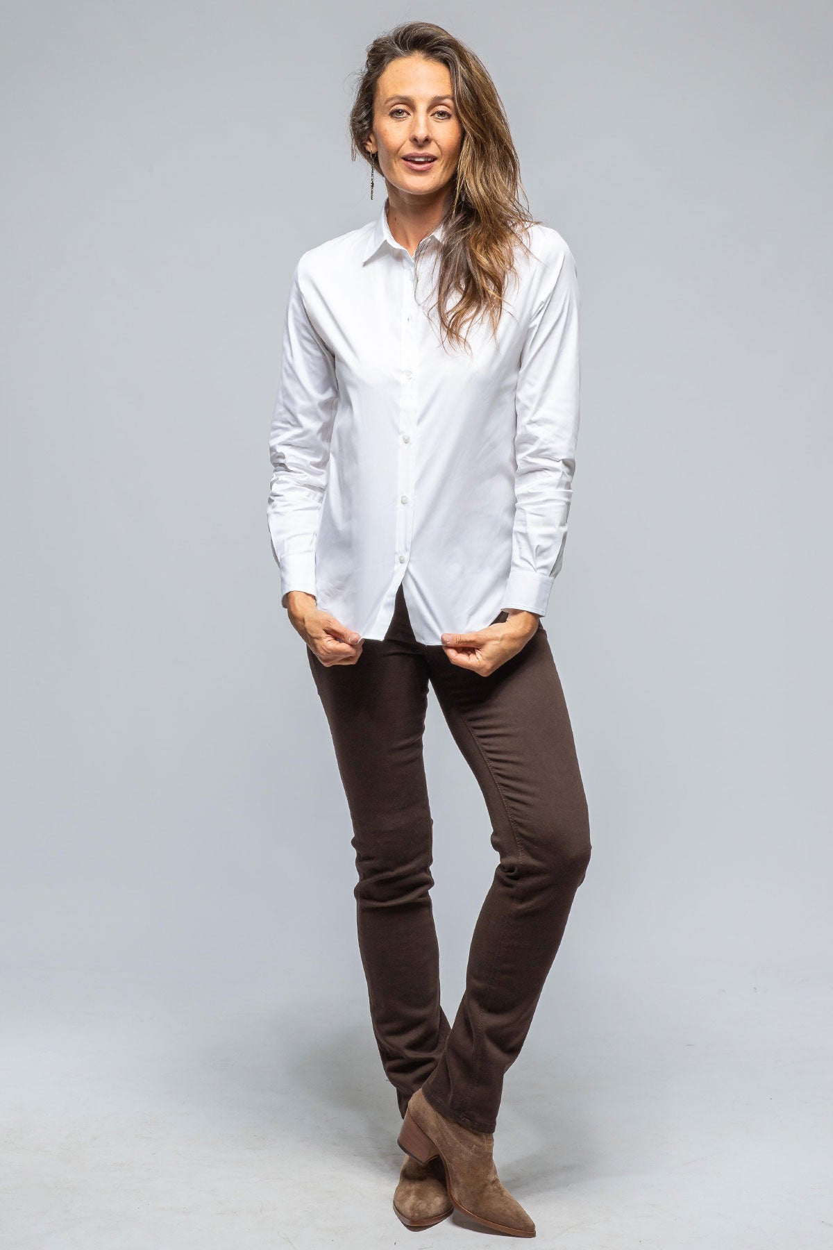 Amina Rubinacci Sara Stretch Cotton White Shirt In White Ladies - Blouses
