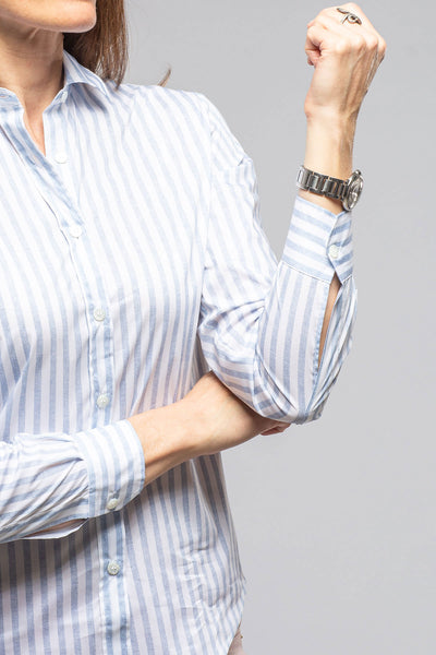Syrna Striped Cotton Shirt In Denim | Ladies - Blouses | Amina Rubinacci