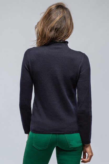 Tromba Mock Neck Cashmere Sweater In Navy | Ladies - Sweaters | Amina Rubinacci