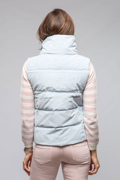 Valletta Corduroy Insulated Vest In Napoli Blue | Ladies - Outerwear - Cloth | Amina Rubinacci