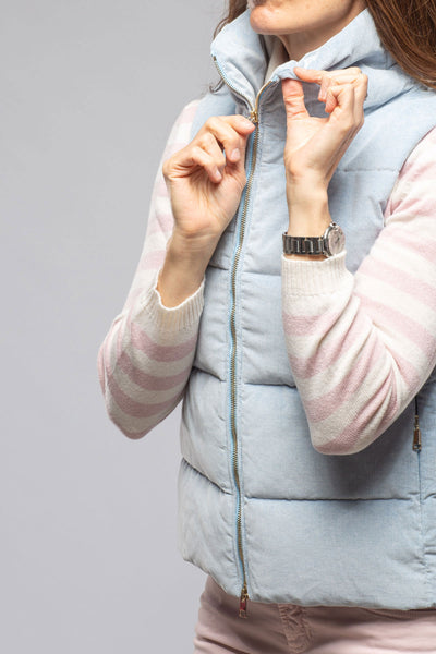Valletta Corduroy Insulated Vest In Napoli Blue | Ladies - Outerwear - Cloth | Amina Rubinacci