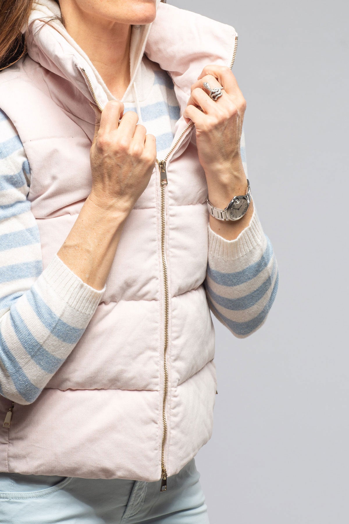 Valletta Corduroy Insulated Vest In Porcelain | Ladies - Outerwear - Cloth | Amina Rubinacci