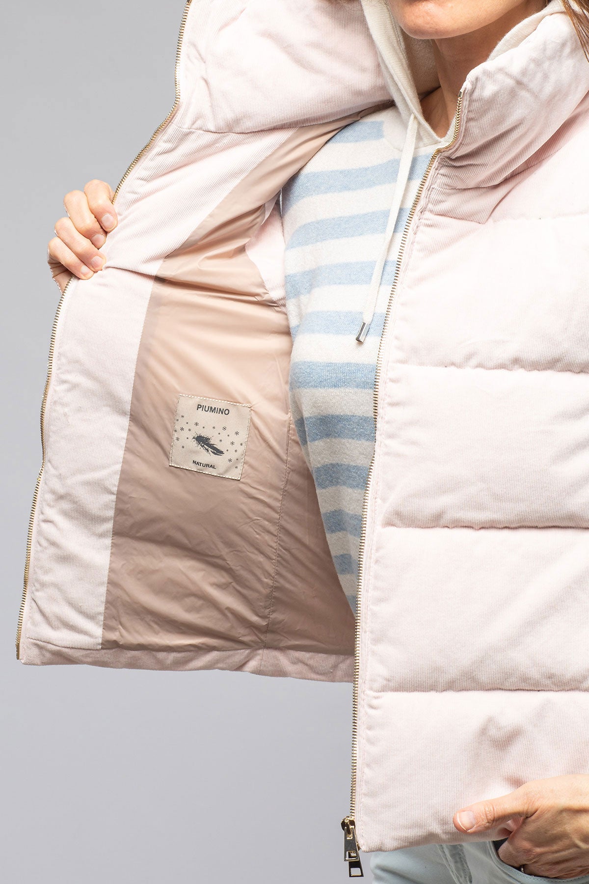 Valletta Corduroy Insulated Vest In Porcelain | Ladies - Outerwear - Cloth | Amina Rubinacci