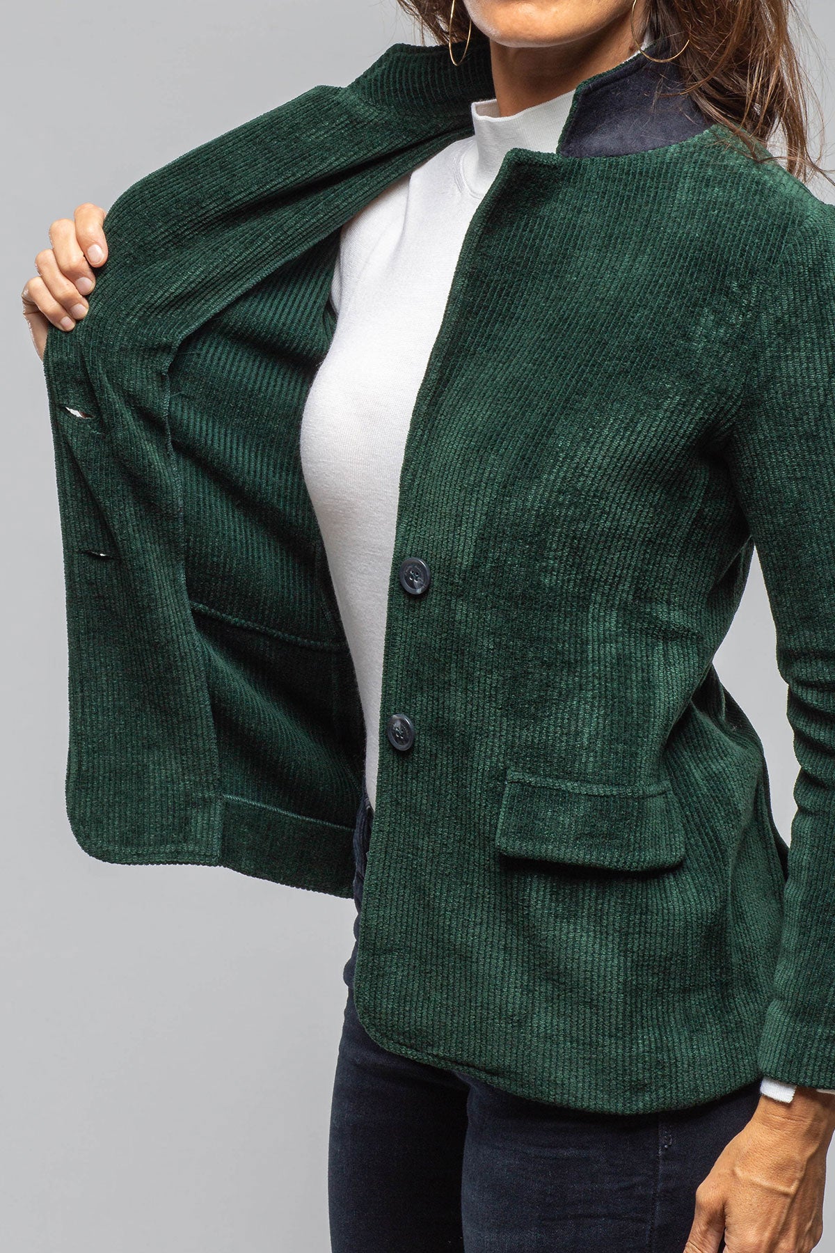 Amina Rubinacci Voltaire Velvet Cord Blazer In Malachite Ladies - Tailored - Jackets