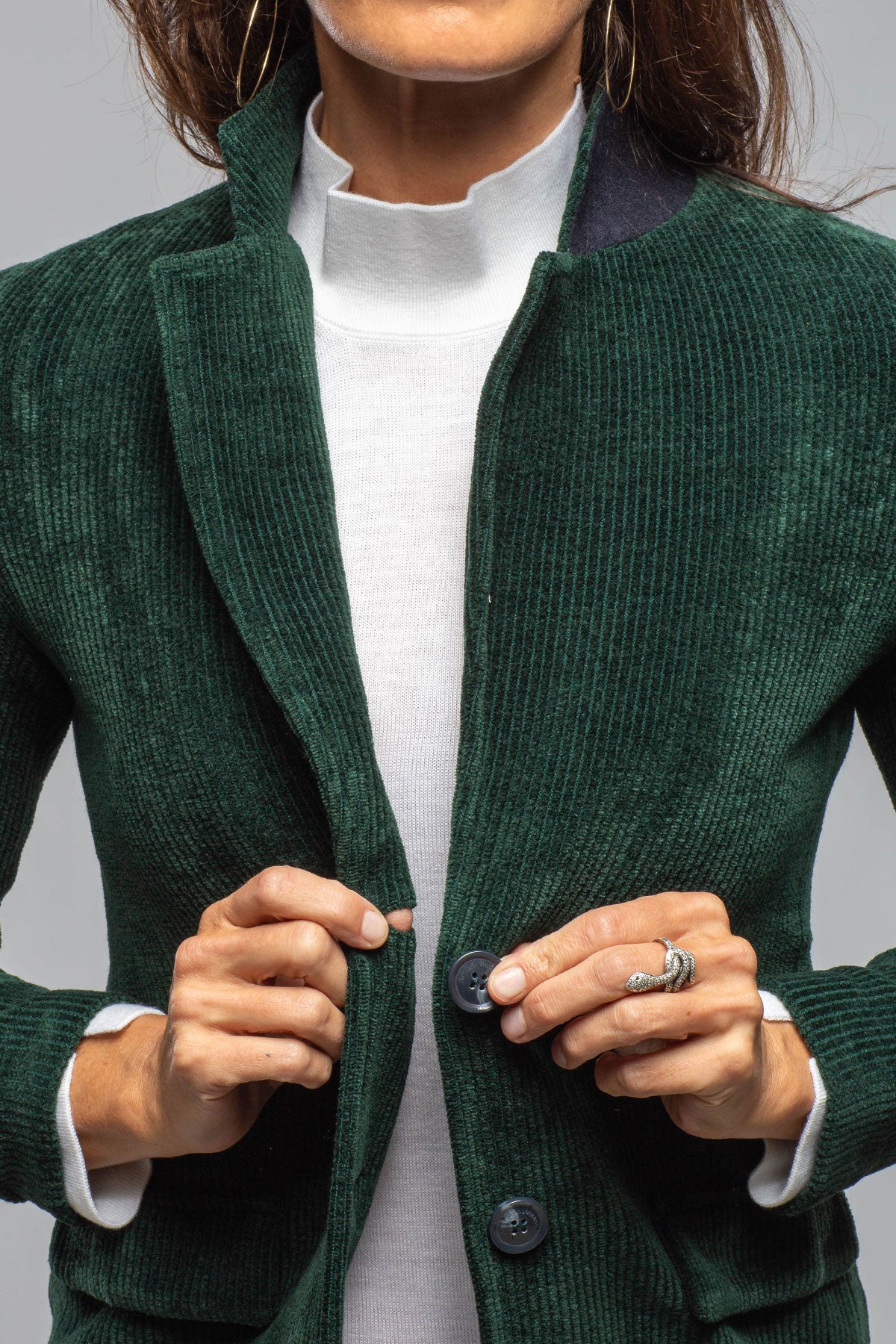 Amina Rubinacci Voltaire Velvet Cord Blazer In Malachite Ladies - Tailored - Jackets