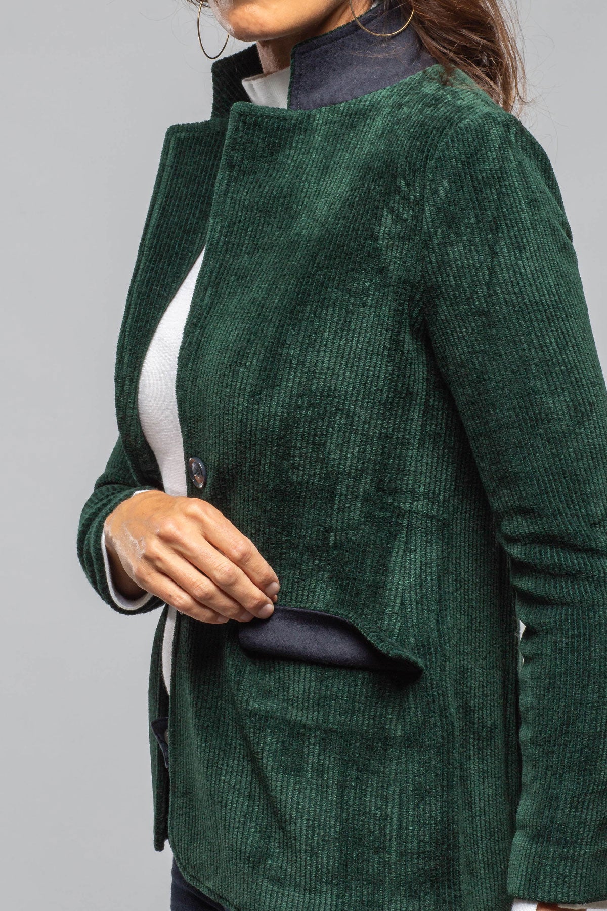 Amina Rubinacci Voltaire Velvet Cord Blazer In Malachite Ladies - Tailored - Jackets