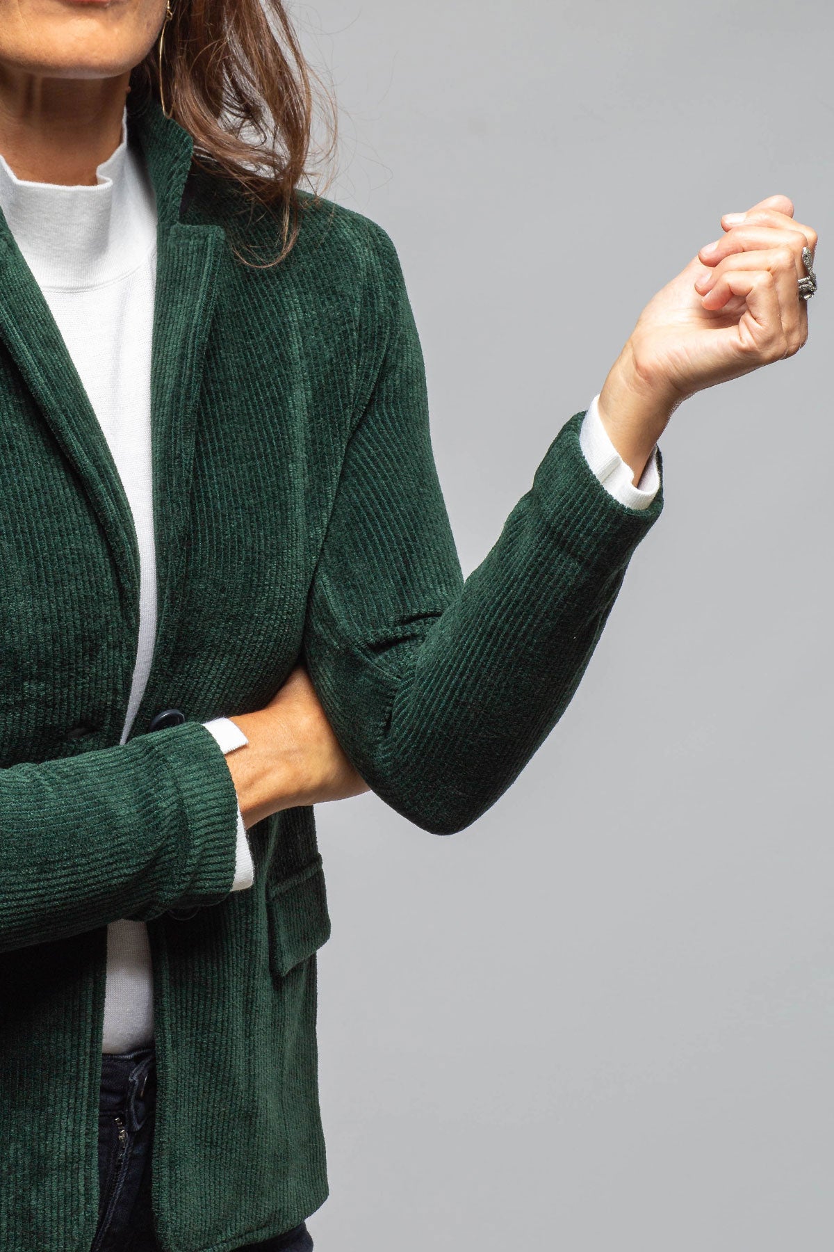 Amina Rubinacci Voltaire Velvet Cord Blazer In Malachite Ladies - Tailored - Jackets