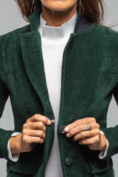 Voltaire Velvet Cord Blazer In Malachite | Ladies - Tailored - Jackets | Amina Rubinacci