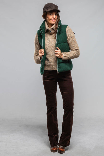 Amina Rubinacci Yeva Wool Cashmere Puffer Vest In Malachite Ladies - Outerwear - Cloth