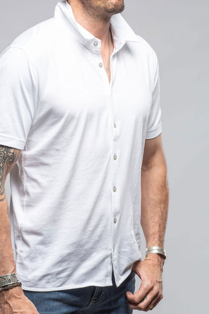 Catalina Button Up Polo In White | Mens - Shirts - Polos | Georg Roth