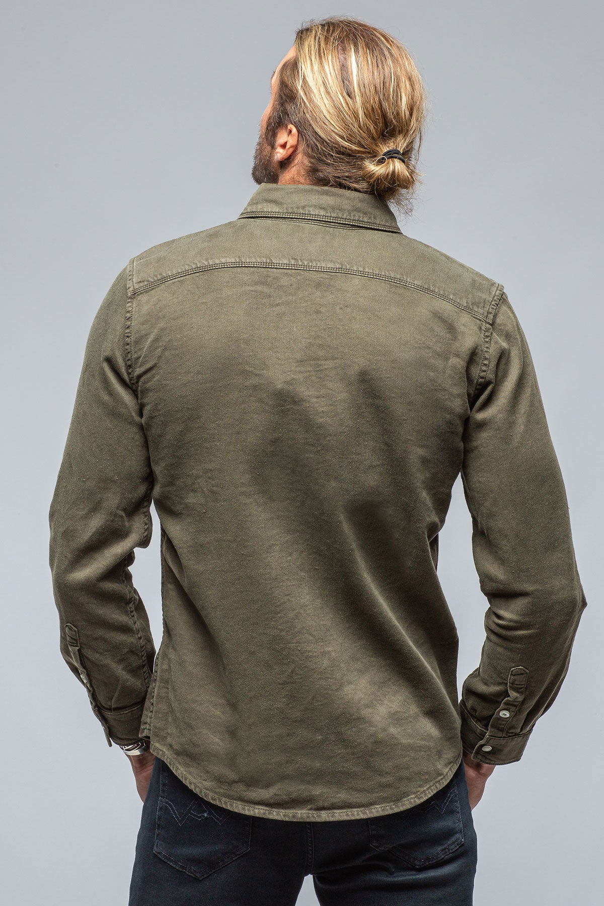 Sullivan Linen Cotton Snap Shirt In Army | Mens - Shirts | Axel's Premium Denim