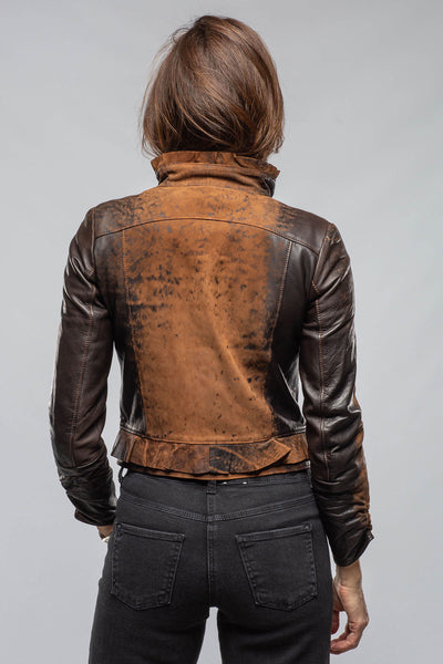Artico Bailey Ruffle Front Jacket In Vintage Cognac Ladies - Outerwear - Leather