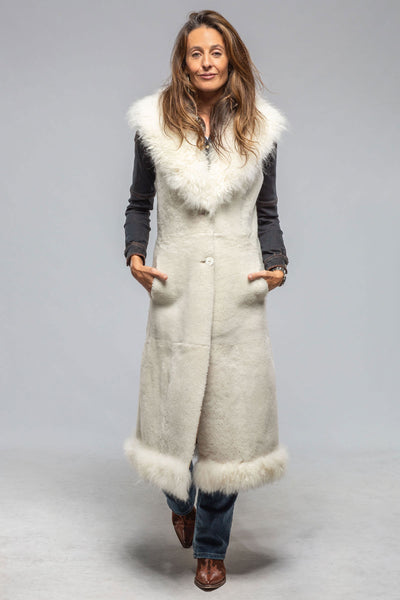 Elsa Long Reversible Shearling Vest In Ice | Ladies - Outerwear - Shearling | Artico