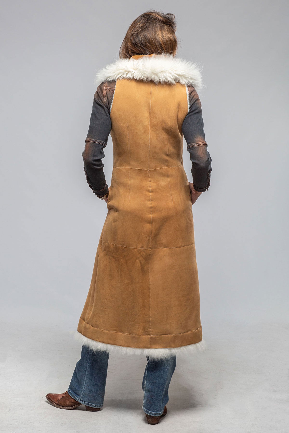 Elsa Long Reversible Shearling Vest In Ice | Ladies - Outerwear - Shearling | Artico
