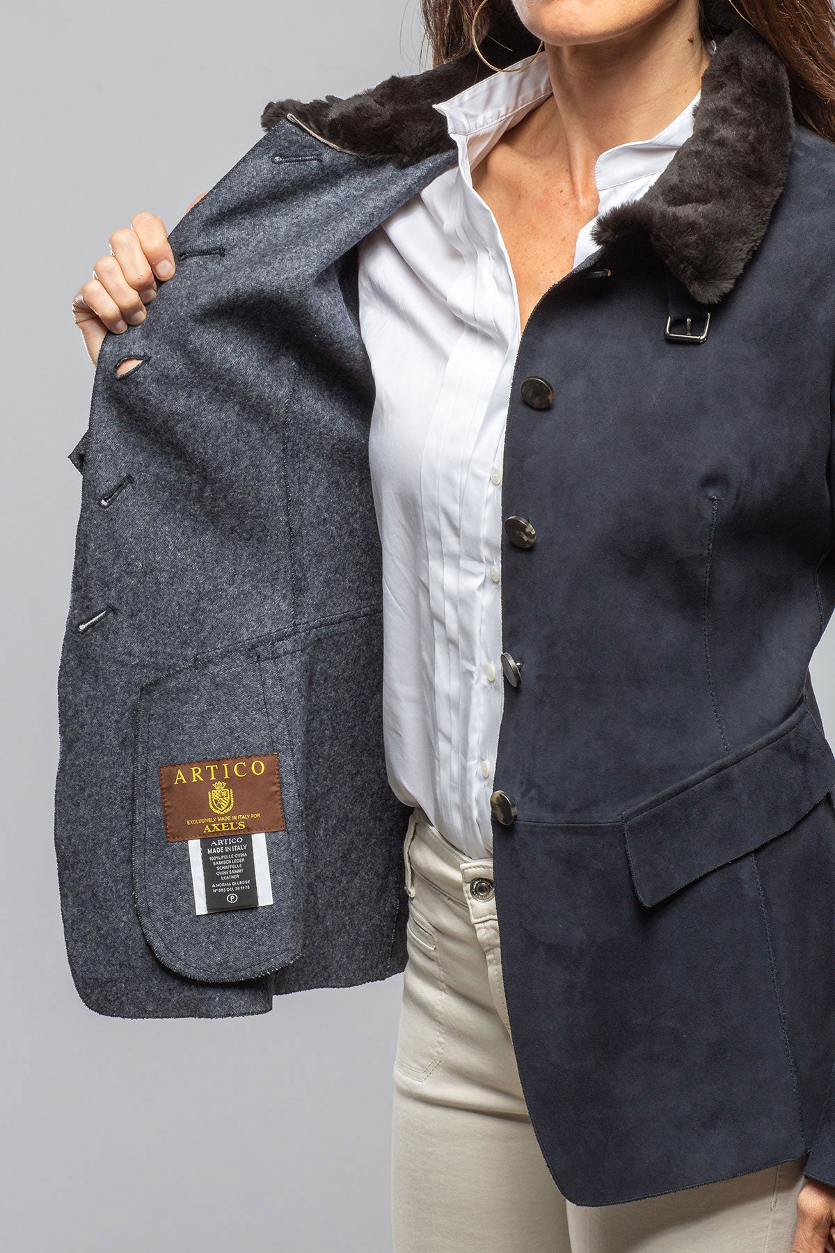 Federica Suede Blazer In Navy | Ladies - Outerwear - Leather | Artico
