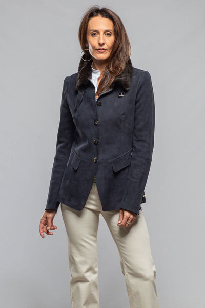 Federica Suede Blazer In Navy | Ladies - Outerwear - Leather | Artico