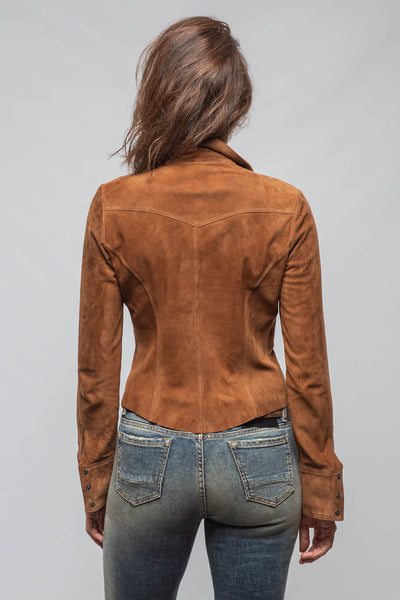 Artico Jancy Suede Shirt W/ Hair-On-Hide In Chestnut Ladies - Outerwear - Leather