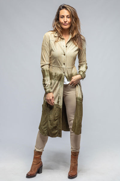 Artico Oasis Tie Dye Long Suede Duster Ladies - Outerwear - Leather