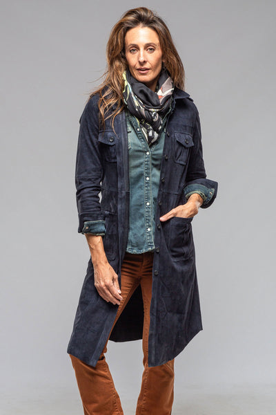 Artico Savannah Long Leather Tunic In Navy Ladies - Outerwear - Leather