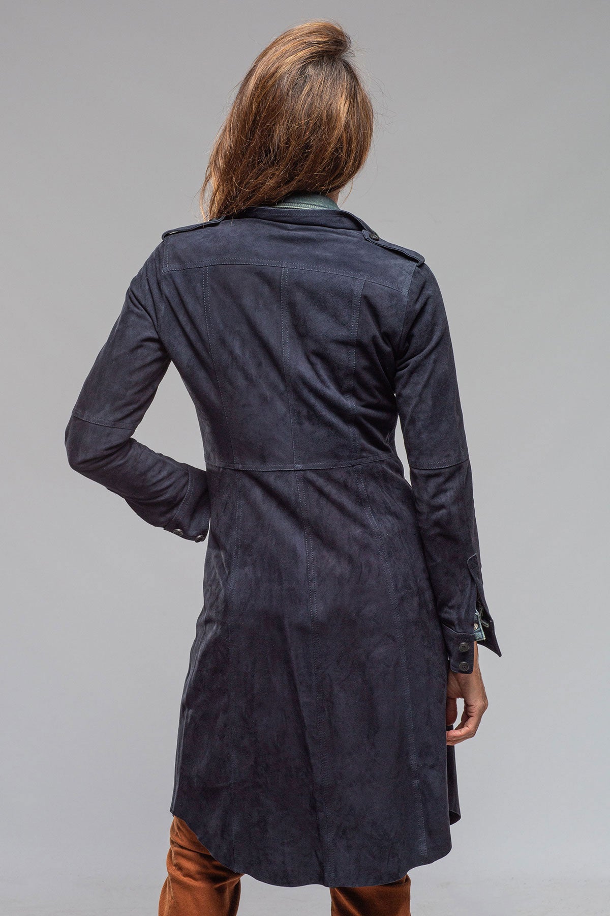 Artico Savannah Long Leather Tunic In Navy Ladies - Outerwear - Leather