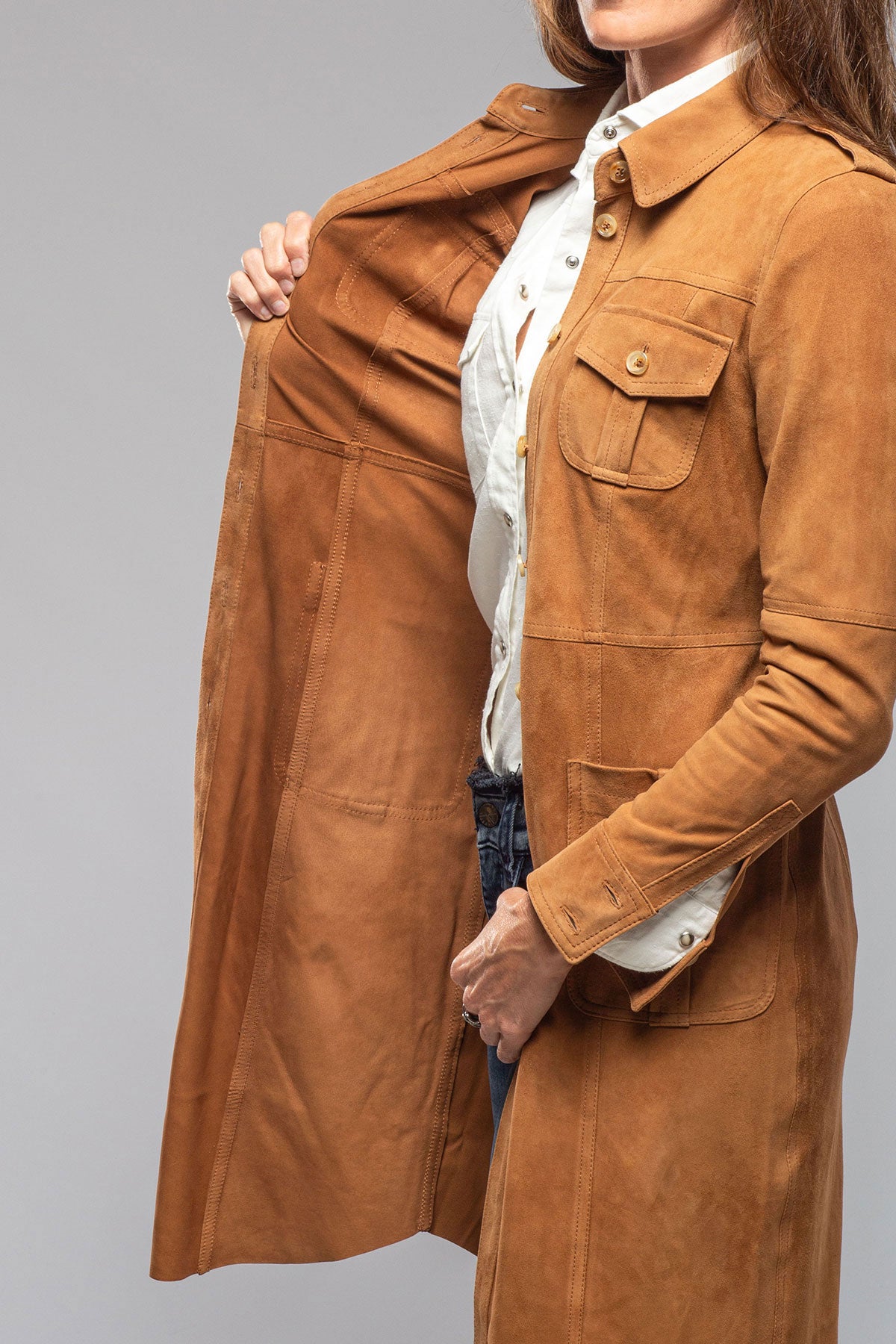Savannah Long Leather Tunic In Tobacco | Ladies - Outerwear - Leather | Artico