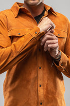 Barron Suede Shirt In Cognac | Mens - Outerwear - Leather | AjMone