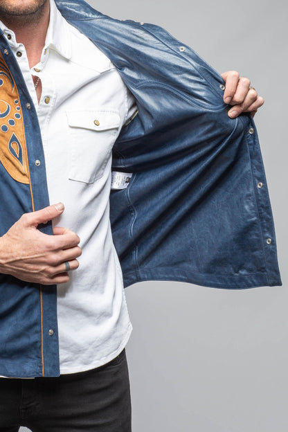 Corzo Western Suede Overshirt In Blue