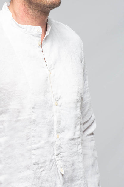 Bianco Banded Linen Jersey | Mens - Shirts - Dress | Massimo Alba