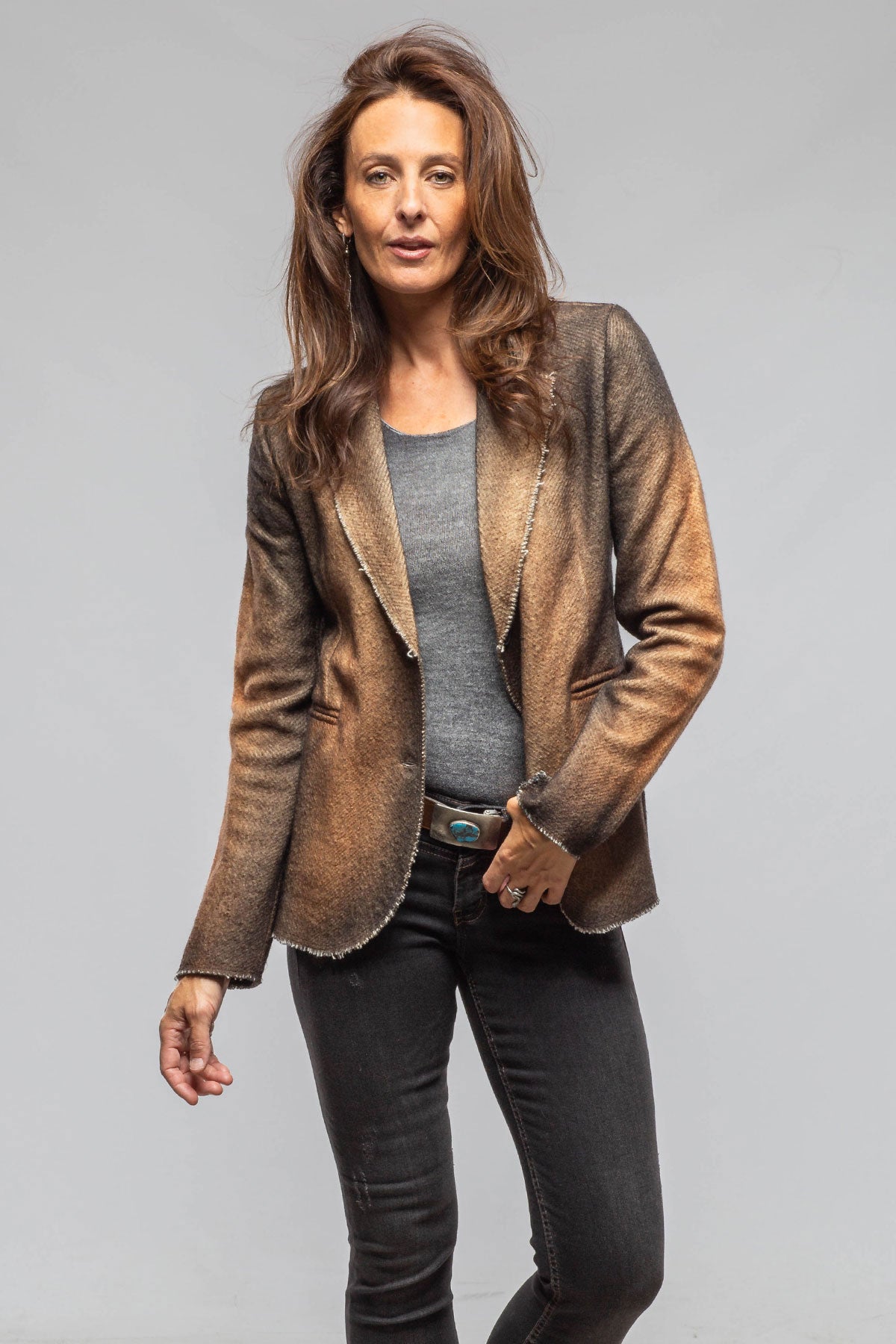 Avant Toi Davi Raw Edge Painted Blazer In Antelope Ladies - Tailored - Jackets