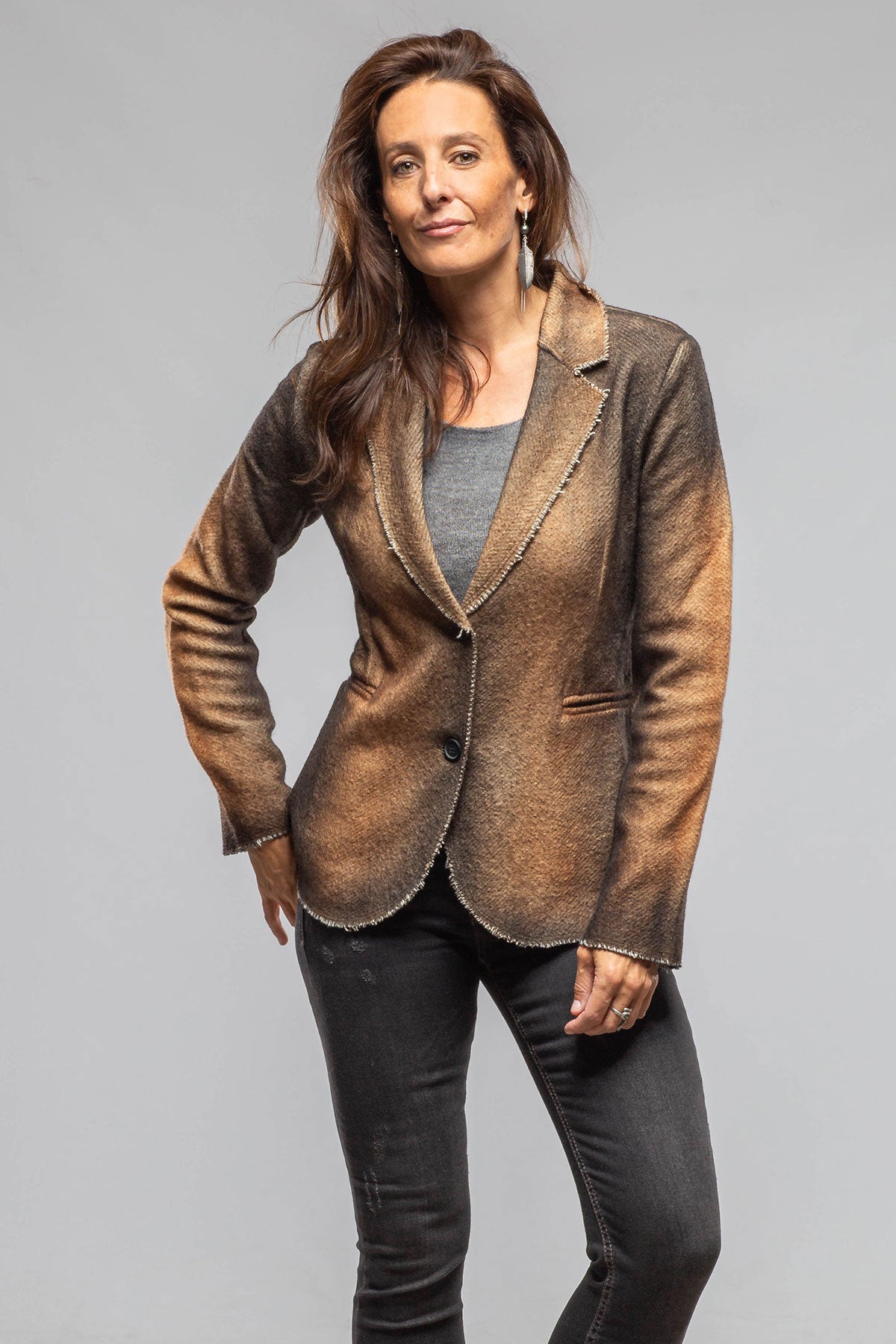 Avant Toi Davi Raw Edge Painted Blazer In Antelope Ladies - Tailored - Jackets