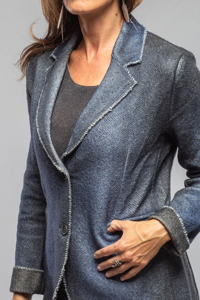 Davi Raw Edge Painted Blazer In Midnight | Ladies - Tailored - Jackets | Avant Toi