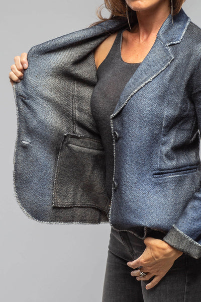 Davi Raw Edge Painted Blazer In Midnight | Ladies - Tailored - Jackets | Avant Toi
