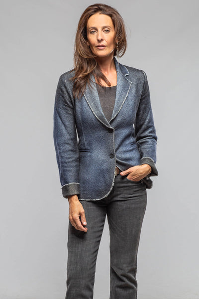 Davi Raw Edge Painted Blazer In Midnight | Ladies - Tailored - Jackets | Avant Toi