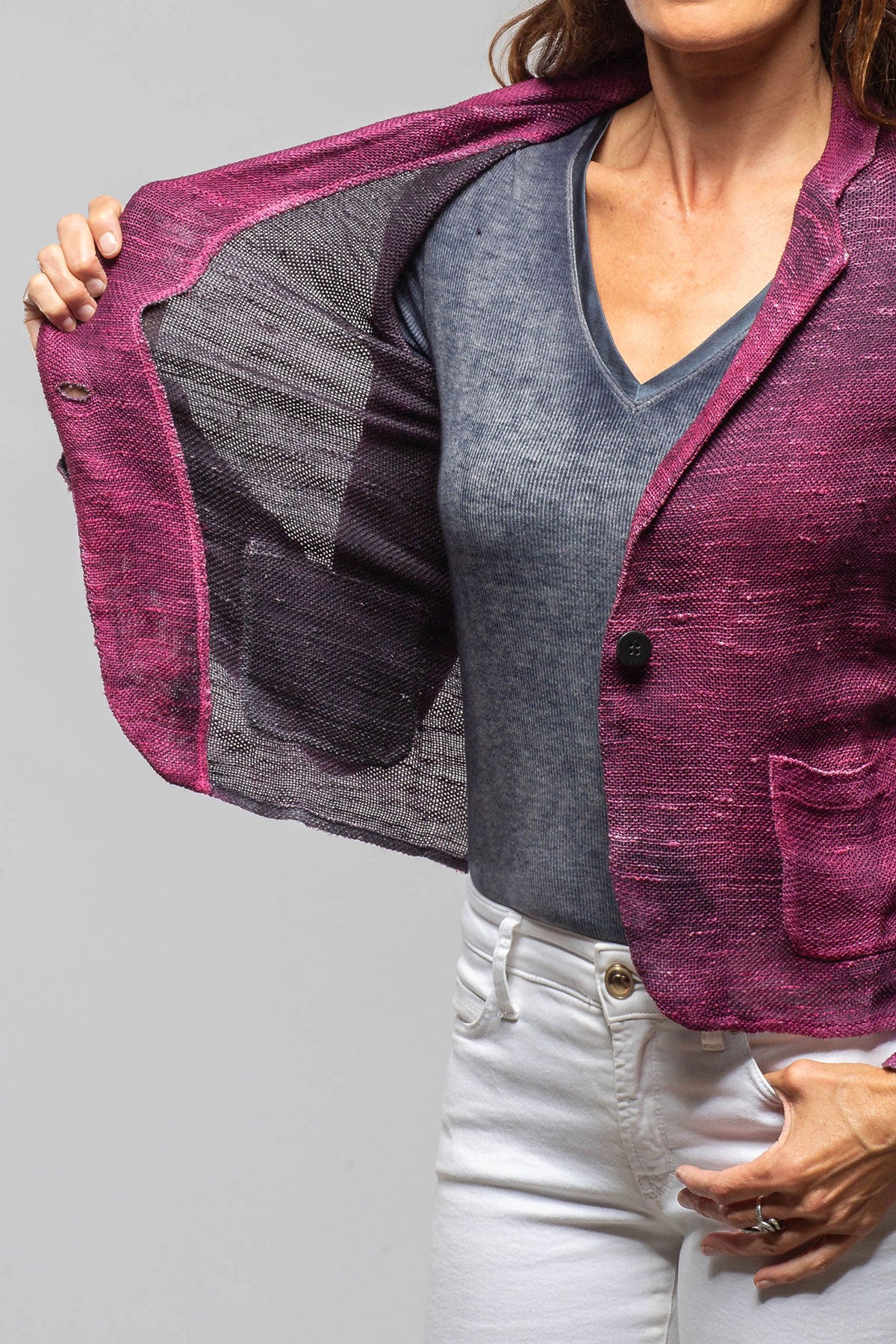 Avant Toi Ercole Linen Jacket Dark Sichuan Fucsia Ladies - Sweaters