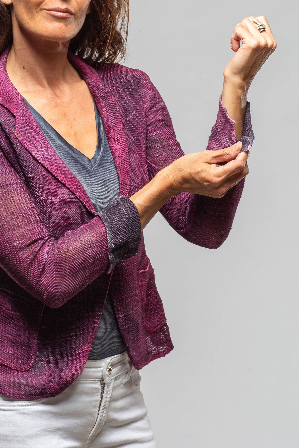 Avant Toi Ercole Linen Jacket Dark Sichuan Fucsia Ladies - Sweaters