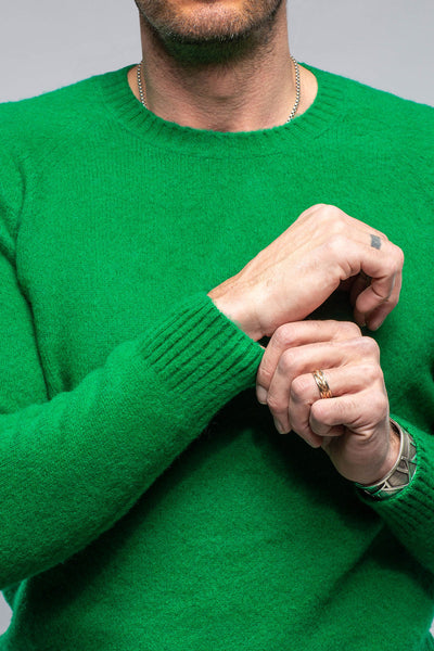 Avant Toi Henry Crew Neck Cashmere Sweater In Apple Green Mens - Sweaters