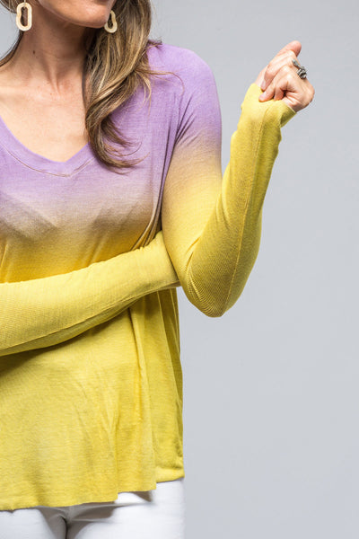 Avant Toi Mimi Micromodal V-Neck Top In Purple/Yellow Ladies - Tops