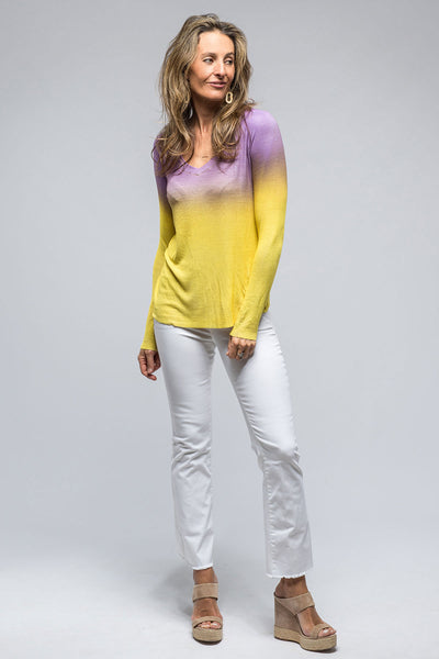 Avant Toi Mimi Micromodal V-Neck Top In Purple/Yellow Ladies - Tops