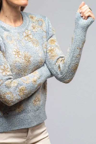 Rafaella Embroidered Sweater In Titanium | Ladies - Sweaters | Avant Toi