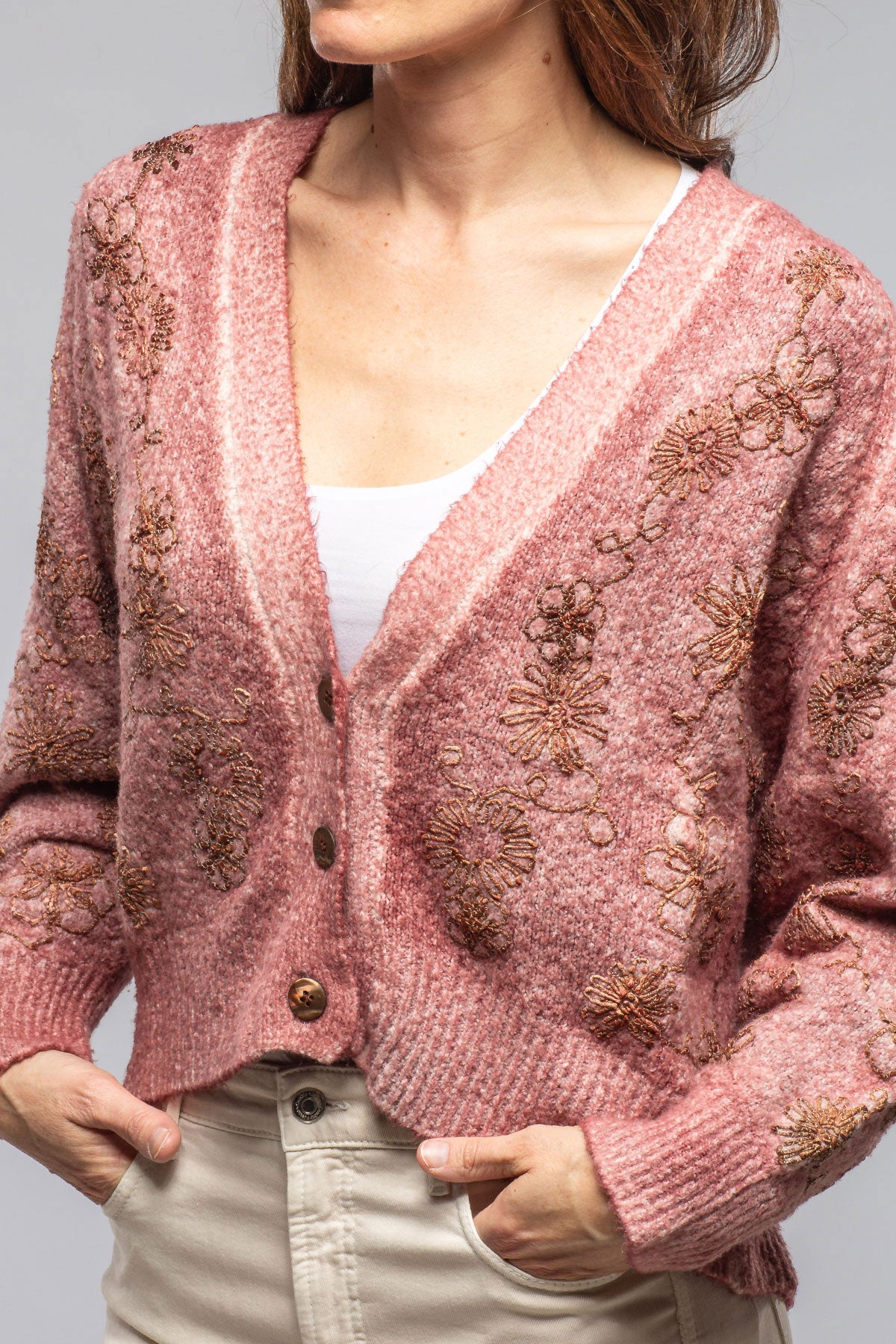 Avant Toi | Rafi Embroidered Cardigan In Agate | Ladies - Sweaters 