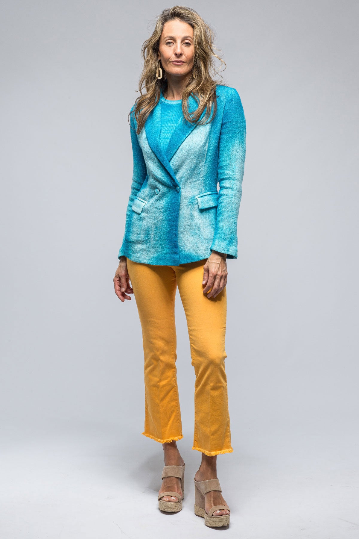 Avant Toi Roberta Dbl Brstd Shaded Jacket In Turquoise Ladies - Tailored - Jackets