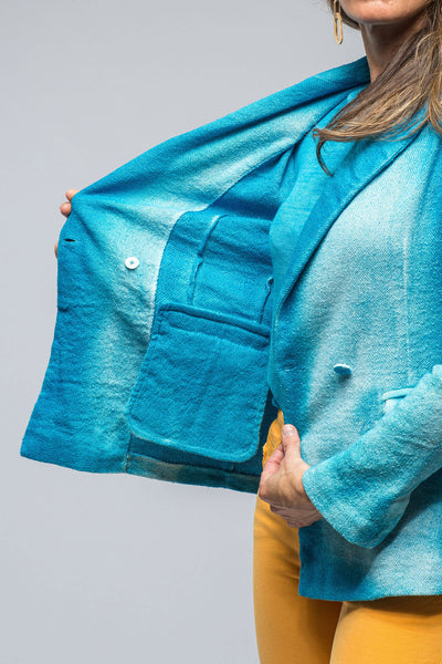 Roberta Dbl Brstd Shaded Jacket In Turquoise | Ladies - Tailored - Jackets | Avant Toi