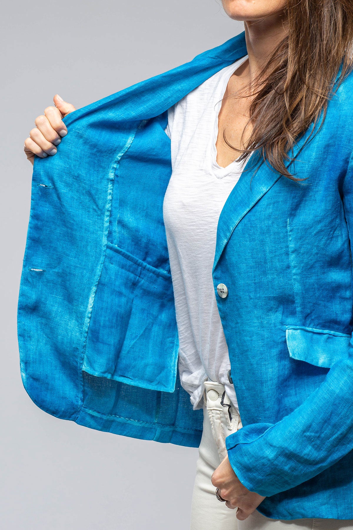 Avant Toi Santorini Hemp Unlined Blazer In Mediterranean Blue Ladies - Tailored - Jackets