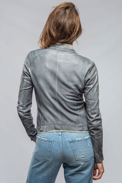 Axel's Ania Washed Leather Jacket In Steel Grey Ladies - Outerwear - Leather
