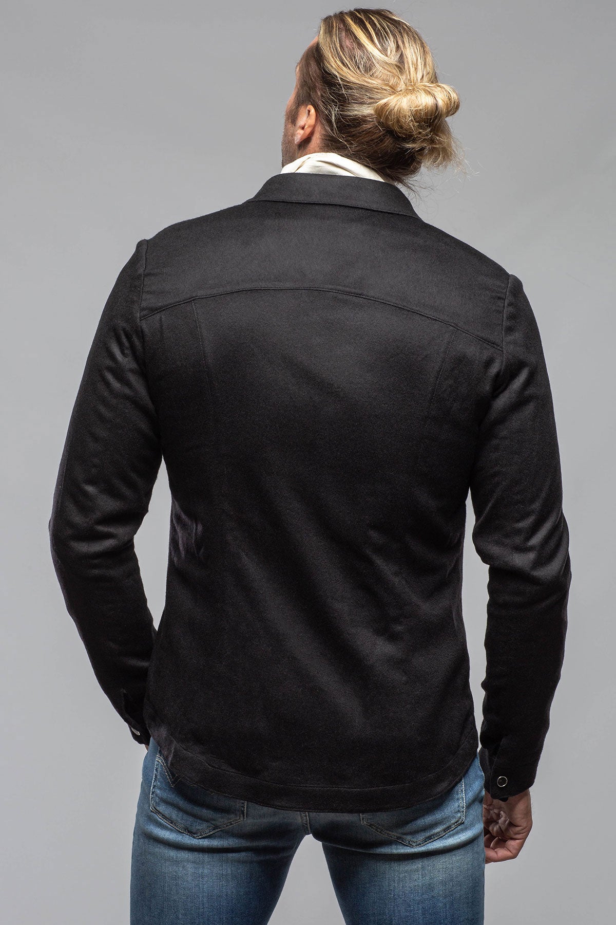 Axel's Florence Collection Ashford Lux Cashmere Silk Snap Shirt In Black Mens - Outerwear - Overshirts