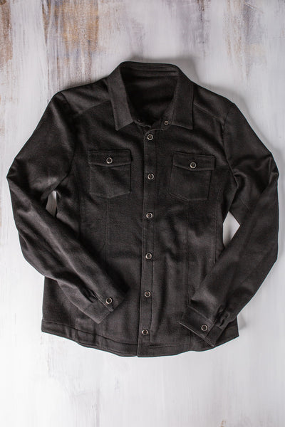 Ashford Lux Cashmere Silk Snap Shirt In Black | Mens - Outerwear - Overshirts | Axel's Florence Collection
